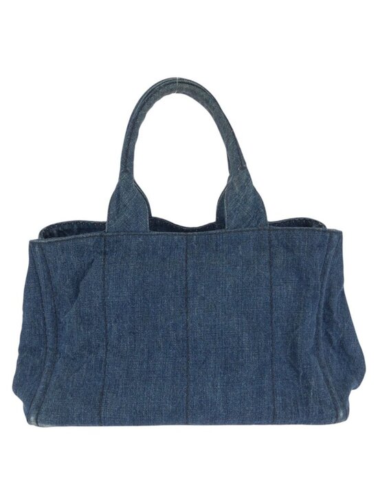 Prada | Bags | Auth Large Prada Canapa Blue Denim Tote Bag  Prada Canapa Blue Gold Denim Tote